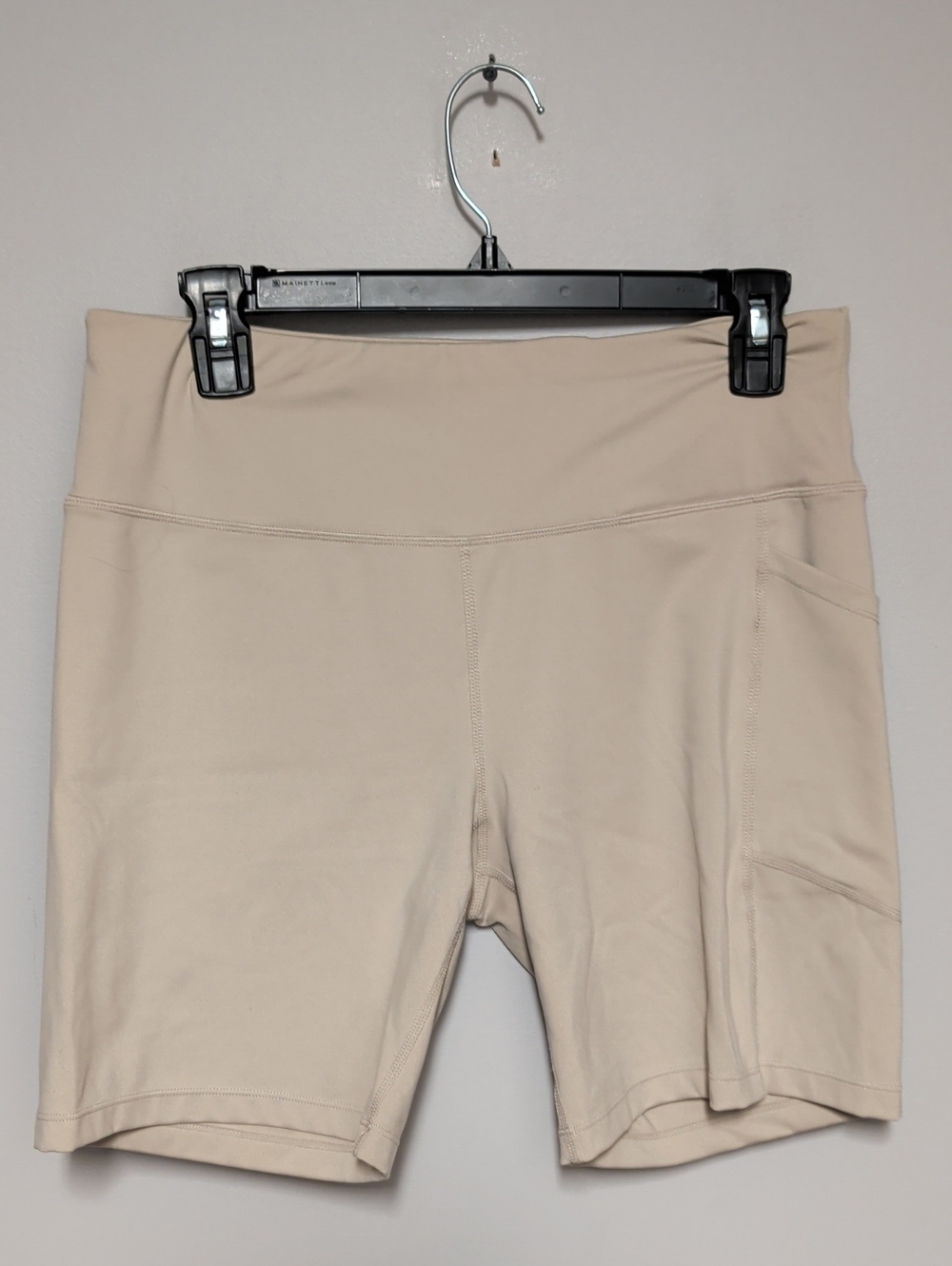 DKNY Beige High-Waist Bike Shorts with Side Pocket